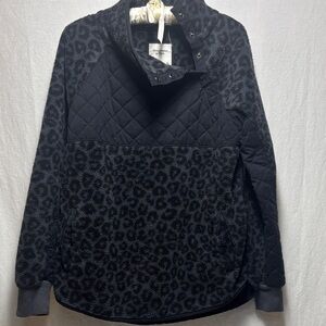 Abercrombie and Fitch Leopard Print Quarter Snap Pullover